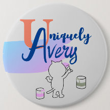 Cute Fun Cat Customisable Name Pin