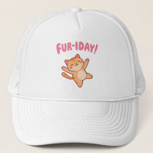 Cute Fun Cat Fur-iday Trucker Hat