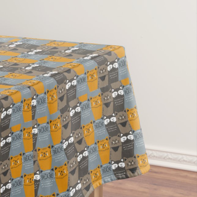 Cute Fun Cat Pattern Tablecloth (In Situ)