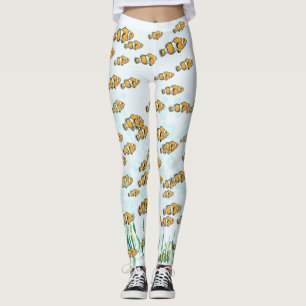 Cute Fun Colourful Clown Fish and Bubbles Leggings