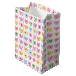 Cute fun colourful conversation hearts pattern medium gift bag
