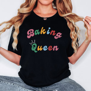 Cute Fun Colourful Crown Retro Baking Queen Womens T-Shirt
