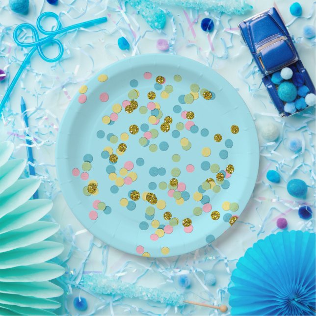 Cute Fun Colourful Modern Confetti Dots Paper Plate (Party)