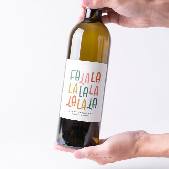 Cute fun colourful personalised Christmas holiday Wine Label (Creator Uploaded)