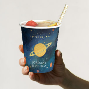 Cute Fun Colourful Planets Star Outer Space Missio Paper Cups