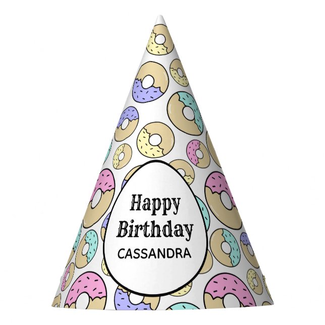 Cute Fun Colourful Sprinkle Doughnut Pattern Party Hat (Front)