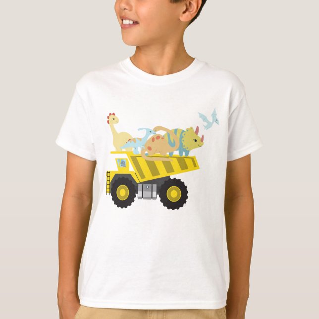 Cute fun dinosaur tractor Back To School  T-Shirt (Front)
