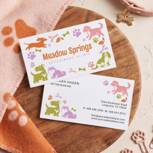 Cute Fun Dog Grooming Veterinary Animal Pet Care Business Card