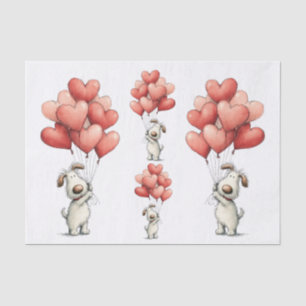 Cute Fun Dog Holding Balloons Birthday Tissue Paper