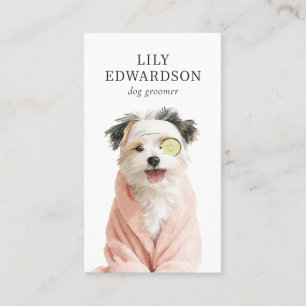 Cute Fun Dog Illustration Pet Dog Groomer Business Card