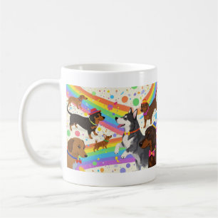 Cute fun dogs with rainbow  coffee mug