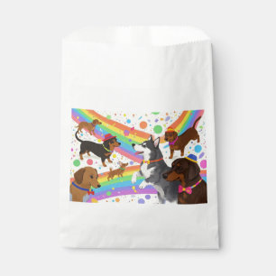 Cute fun dogs with rainbow favour bags
