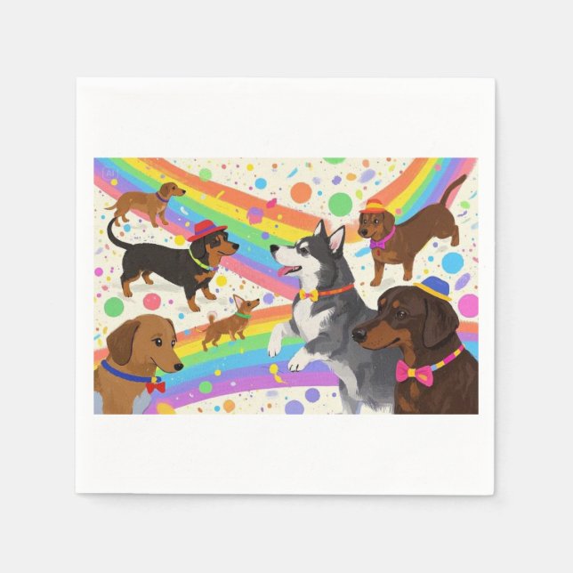 Cute fun dogs with rainbow  napkin (Front)
