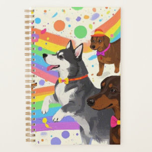 Cute fun dogs with rainbow  planner