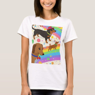 Cute fun dogs with rainbow  T-Shirt