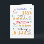 Cute Fun Ducklings Quacking Birthday, for Grandson Card<br><div class="desc">A light-hearted Birthday Card for a Grandson,  with rows of cute ducklings with balloons,  following their Mother,  from a handpainted watercolour illustration by Judy Adamson. You can also change the inside text if you wish.</div>