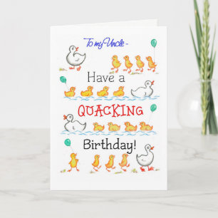 Cute Fun Ducklings Quacking Birthday, for Uncle Card