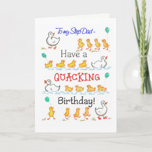 Cute Fun Ducklings Quacking Birthday, Stepfather Card