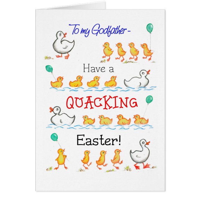 Cute Fun Ducklings Quacking Easter, for Godfather (Front)