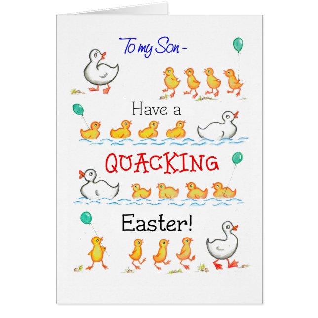 Cute Fun Ducklings Quacking Easter, for Son (Front)