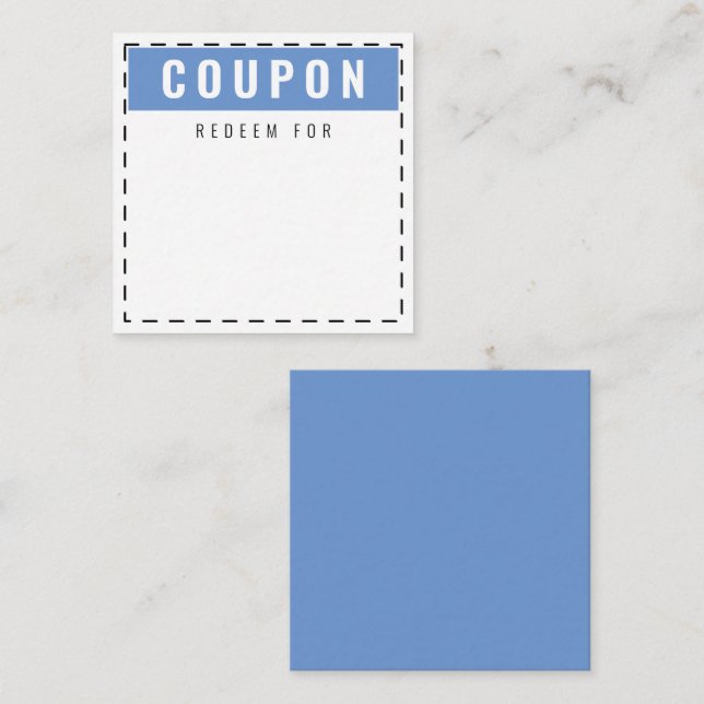 Cute & Fun Everyday Coupons |Blank Cornflower Blue Card (Front/Back)
