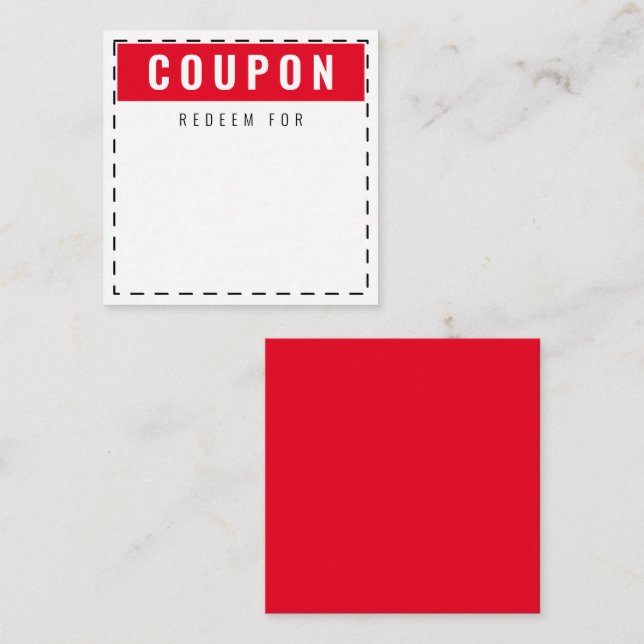 Cute & Fun Everyday Coupons | Blank Red Card (Front/Back)