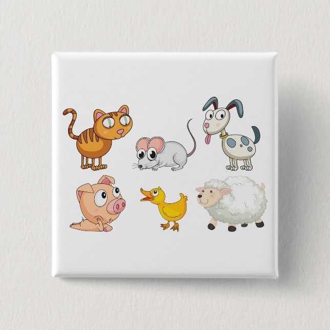 Cute Fun Farm Animals 15 Cm Square Badge (Front)