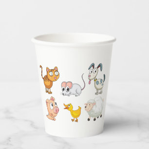 Cute Fun Farm Animals Paper Cups