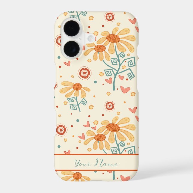 Cute Fun Floral Pattern Customised Name Samsung Galaxy S21 Case (Back)