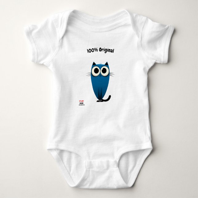 Cute & Fun for Nature & Joy Lovers - Blue Cat Baby Bodysuit (Front)