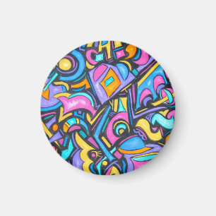 Cute Fun Funky Colourful Bold Whimsical Shapes Magnet