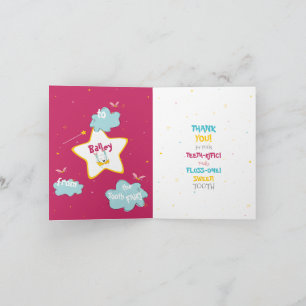 Cute Fun Funny Tooth Fairy Personalised Thank You Card