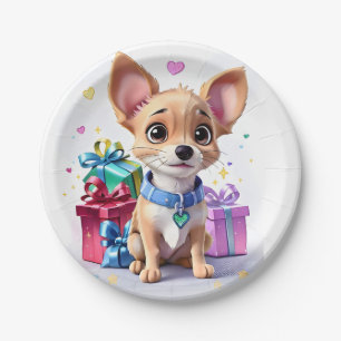 Cute Fun Girly Chihuahua and Gifts Birthday Party Paper Plate