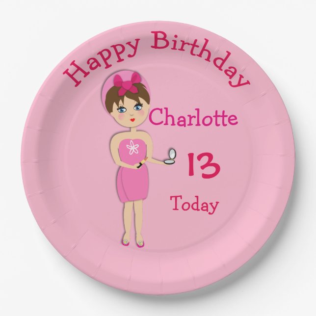 Cute Fun Girly Pamper Spa Party Theme For Girls Paper Plate (Front)