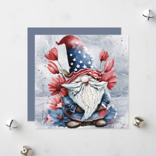 Cute Fun Gnome Gonk With Stars & Stripe Hat  Holiday Card