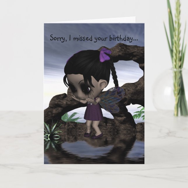 Cute Fun Gothic Fairy Happy Birthday Card (Front)