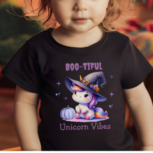 Cute Fun Halloween Unicorn Boo-tiful Vibes Girls Baby T-Shirt