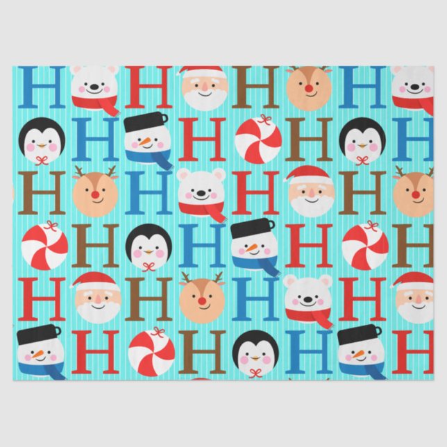 Cute Fun "Ho-Ho-Ho" Christmas Script Decoupage Tissue Paper (Front)