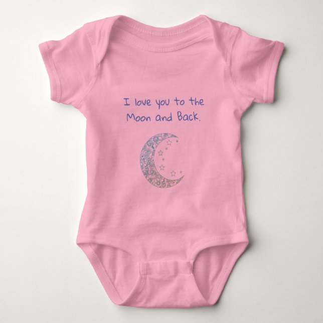 Cute Fun I Love you To the Moon and Back Baby Bodysuit (Front)