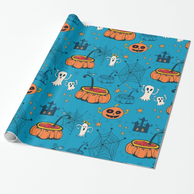 Cute Fun Kid-Friendly Halloween Wrapping Paper (Unrolled)