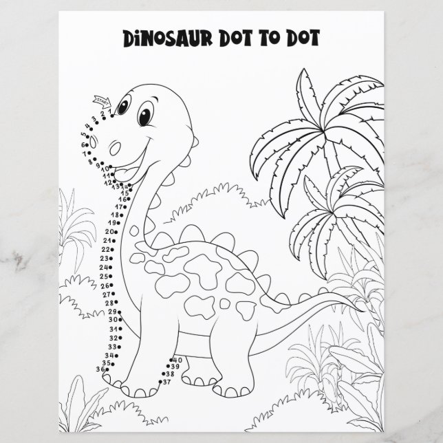 Cute Fun Kids Activity Dinosaur Connect the Dots (Front)