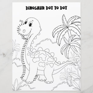 Cute Fun Kids Activity Dinosaur Connect the Dots