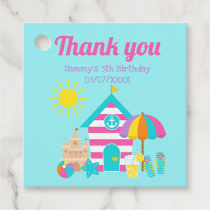 Cute Fun Kids Beach Summer Birthday Thank You Favour Tags
