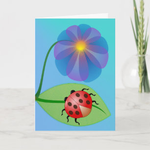 Cute, Fun Ladybug and Flower Thank You Card