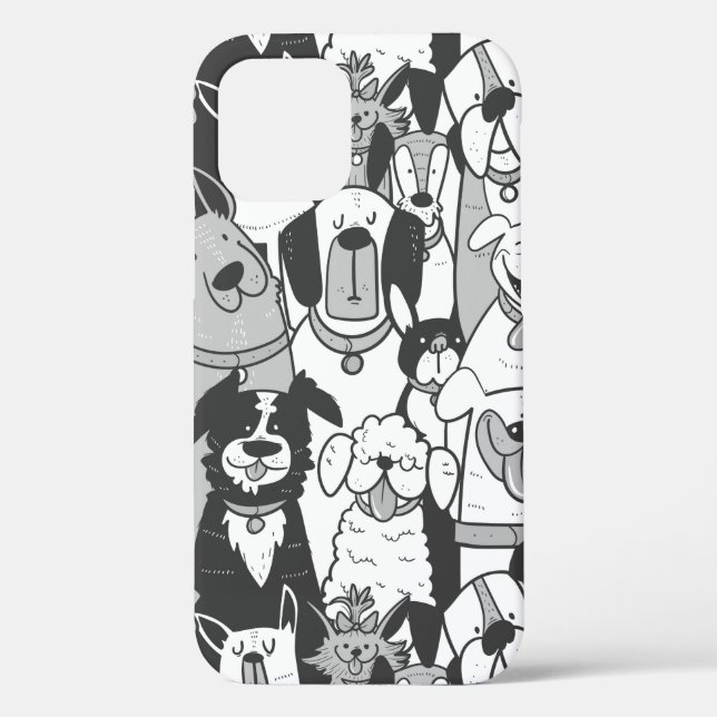 Cute Fun Line Drawing Dogs Pet Animals Cartoon Case-Mate iPhone Case (Back)