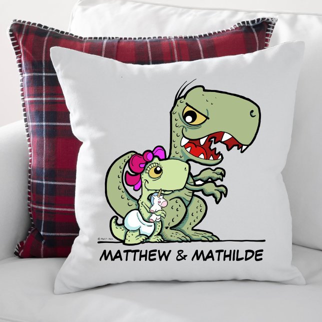 Cute Fun Little Sister T-Rex Dinosaur Name Cushion (Cute Fun Little Sister T-Rex Dinosaur Name Throw Pillow)