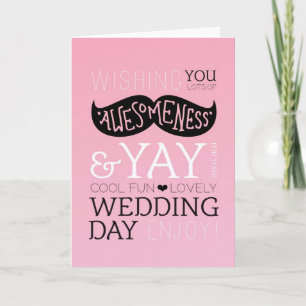 Cute fun love moustache wedding card
