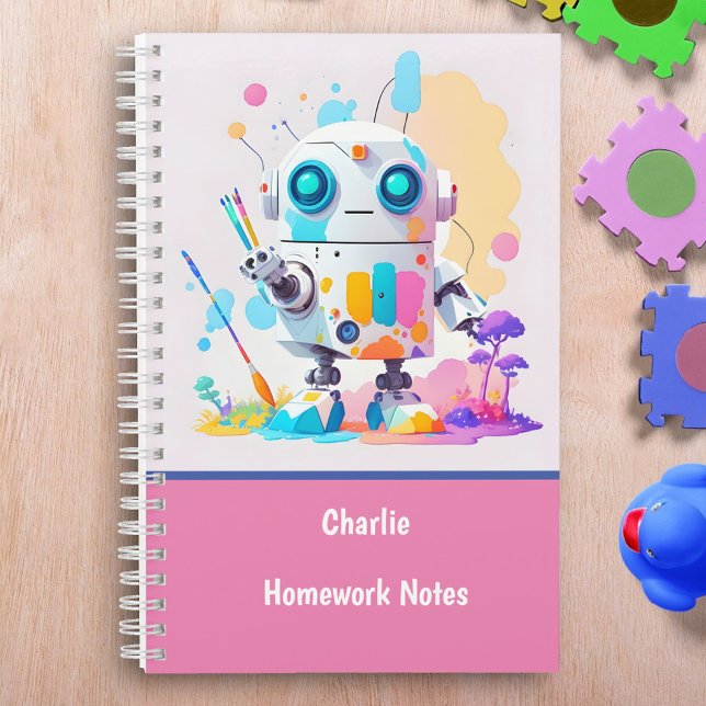 Cute & Fun Messy Robot Paint Splashes School Notebook (Creator Uploaded)