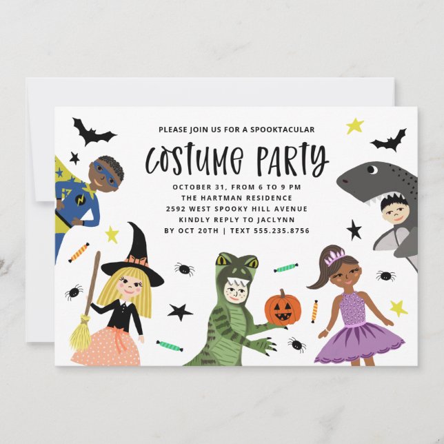 Cute Fun Modern Halloween Costume Party Invitation (Front)
