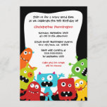 Cute fun monsters boy's birthday party invitation<br><div class="desc">This 5x7 boys birthday party invite has a cute colourful monster theme.  At the bottom,  there are some cute monsters waving with your easily customisable party information in the centre.  Copyright Babystar Design.</div>